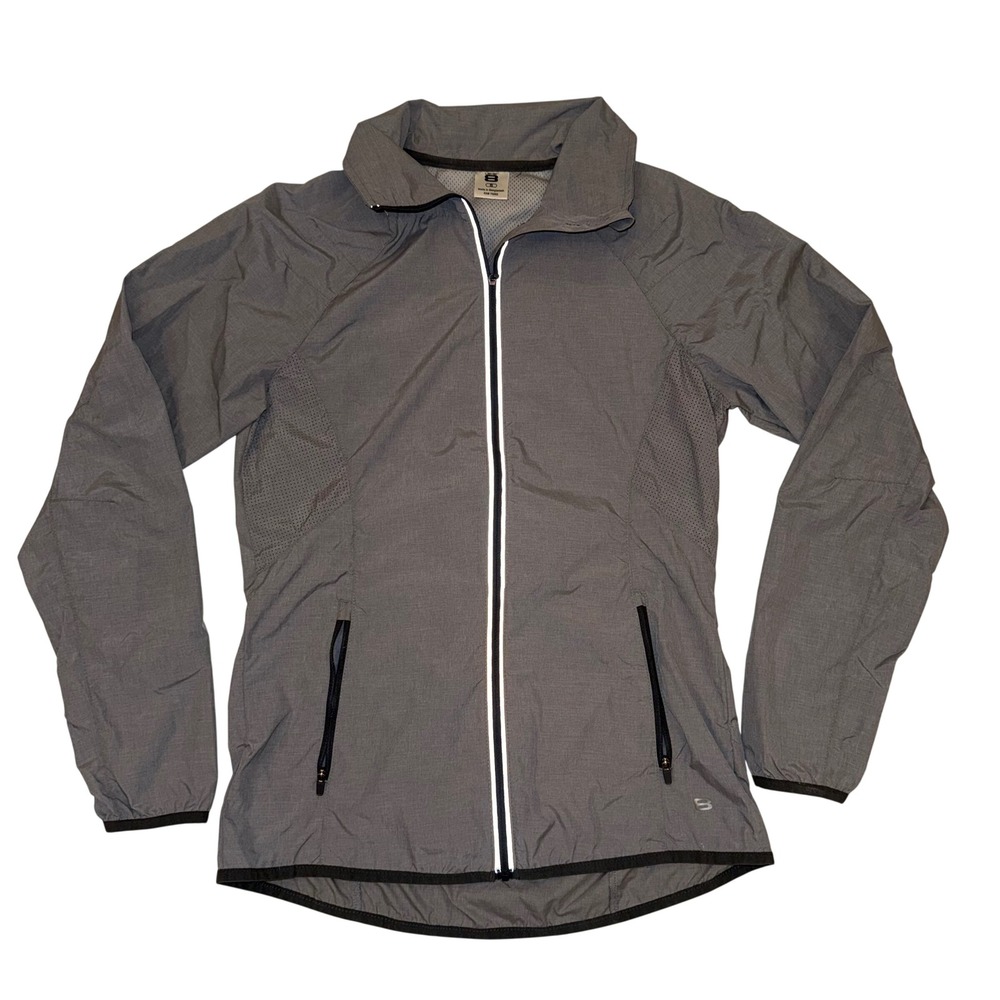 Layer 8 Windbreaker Jacket Womens Size Small Gray Excellent Full Zip Activewear
